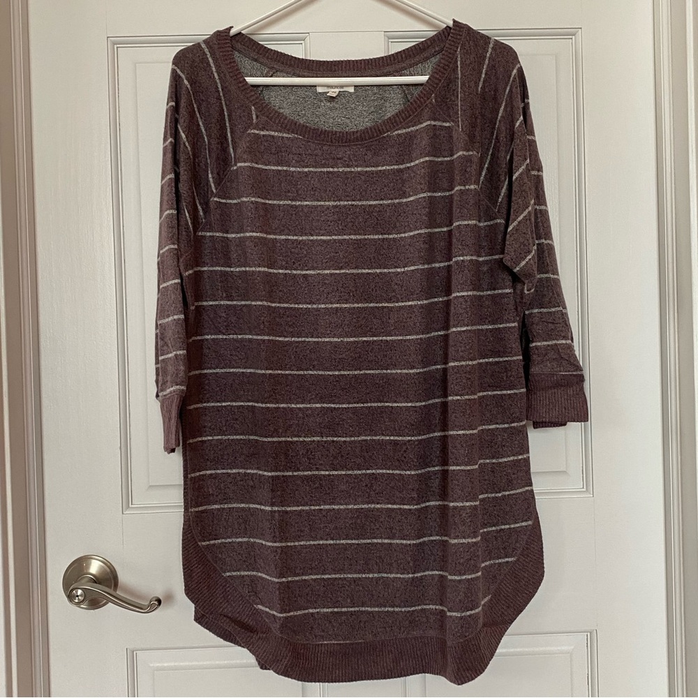 Maurices Purple and White Striped Sweater